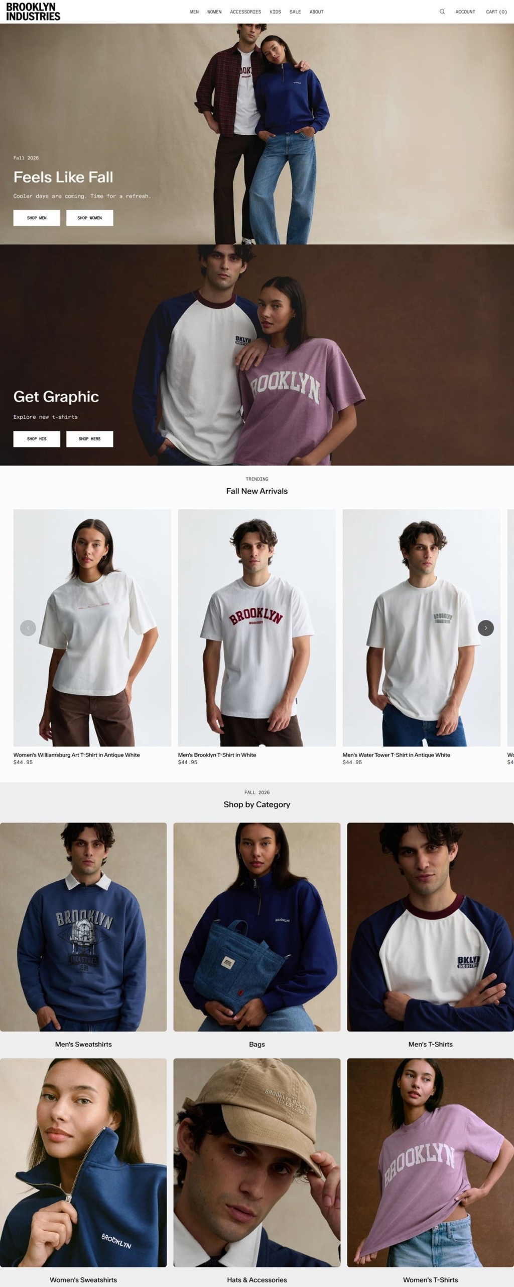 eCommerce website: Brooklyn Industries