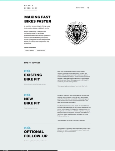 eCommerce website: Bicycle Speed Shop