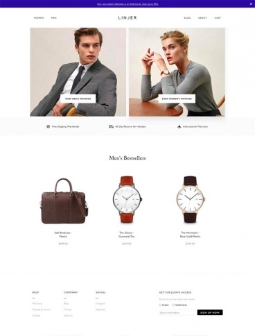 eCommerce website: Linjer