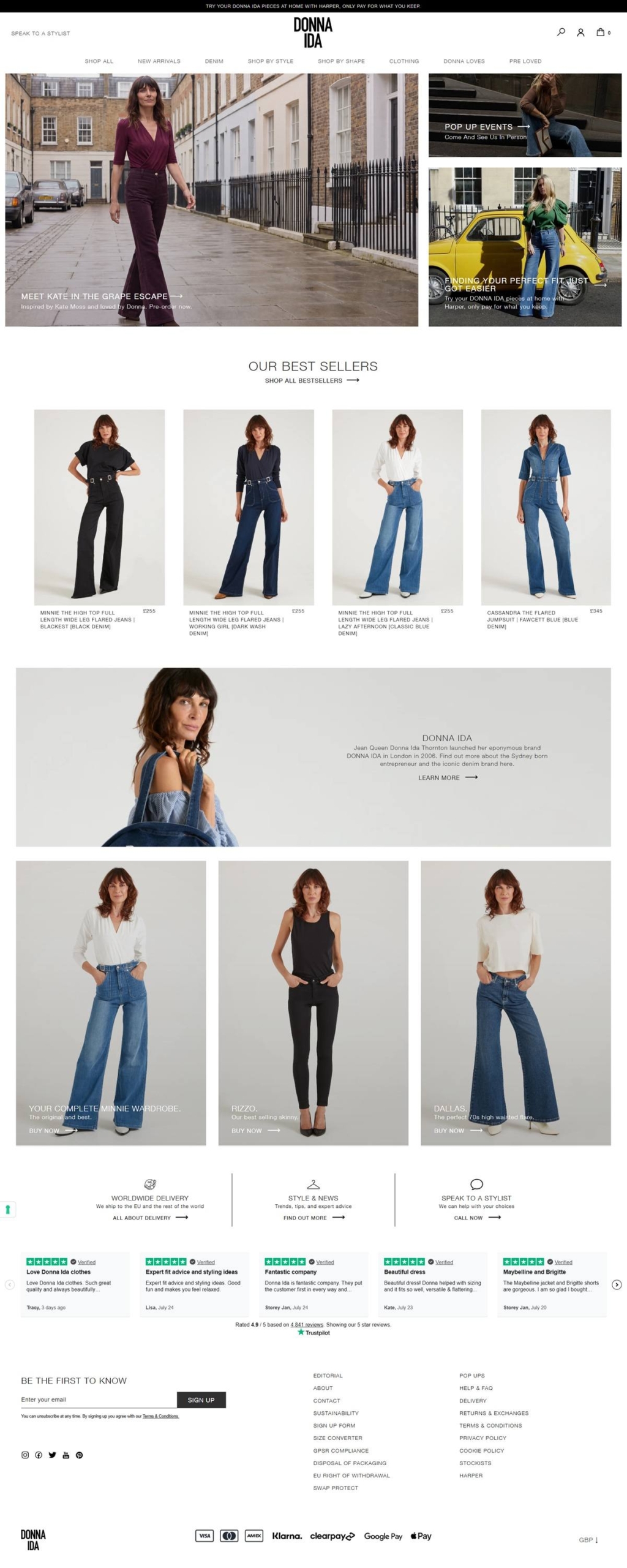 eCommerce website: Donna Ida