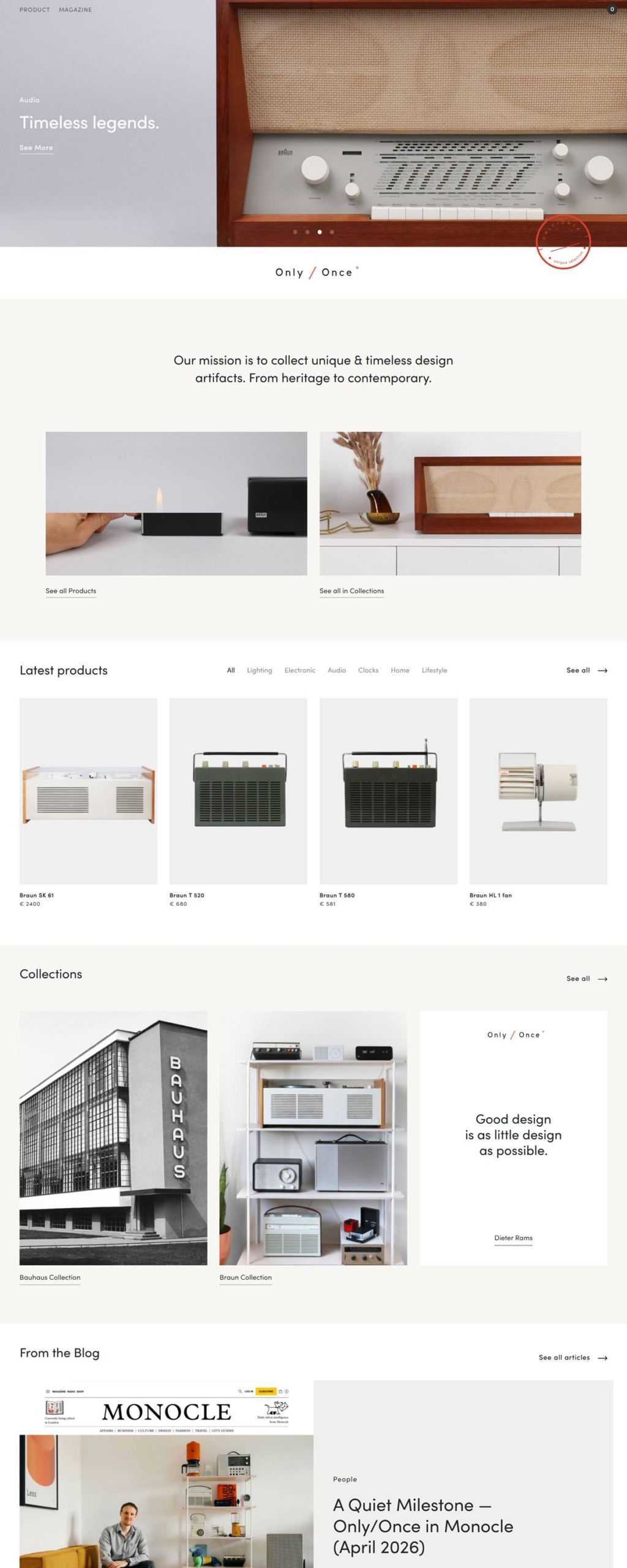 eCommerce website: Only/Once