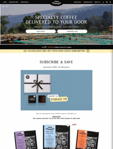 eCommerce website: Two Chimps Coffee