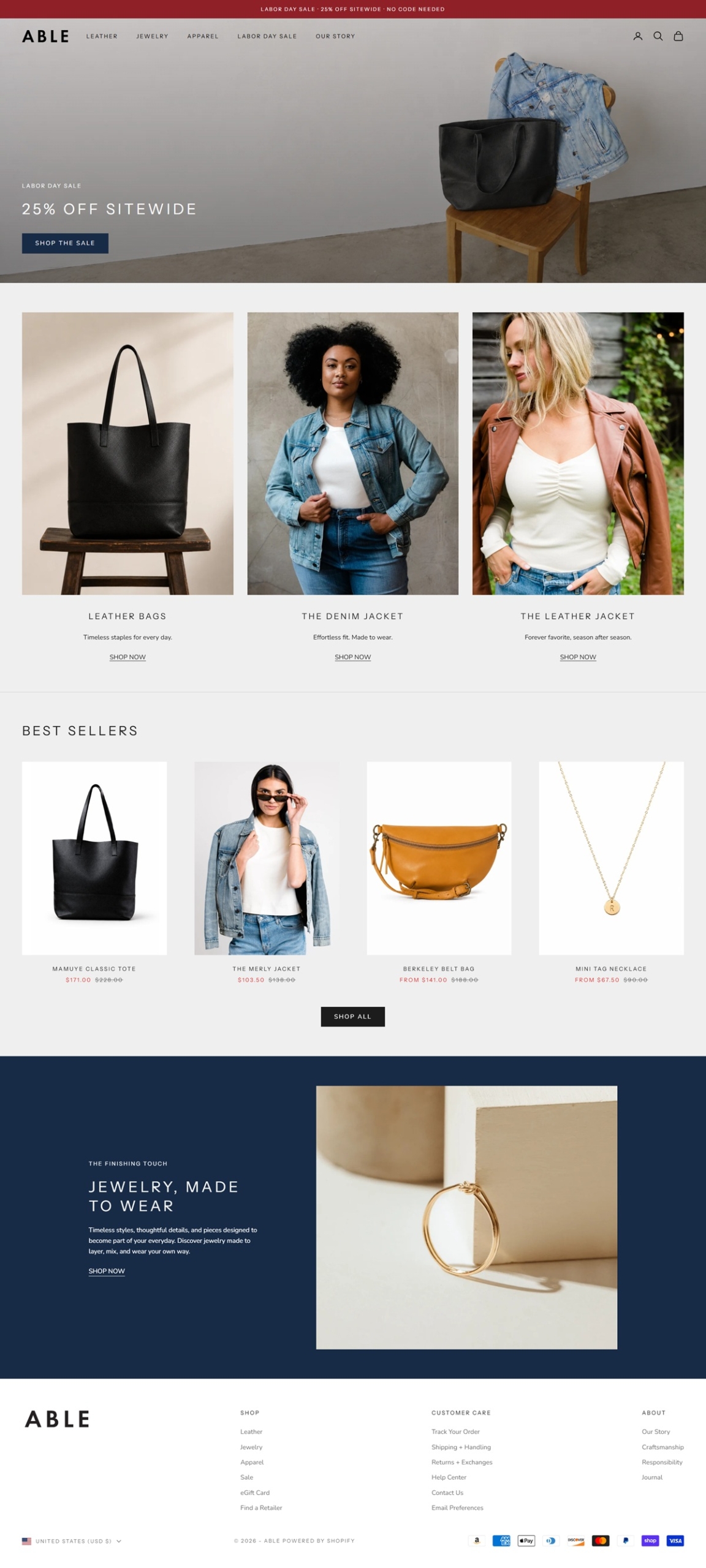 eCommerce website: ABLE