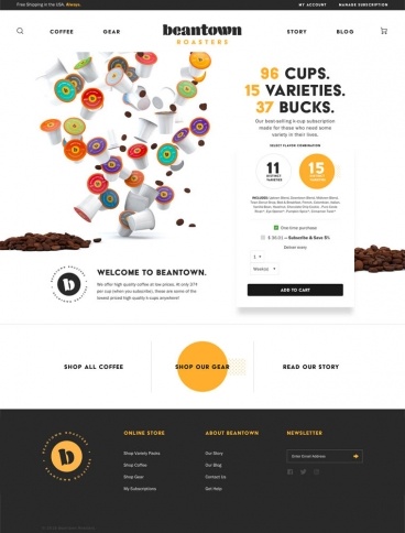 eCommerce website: Beantown Roasters