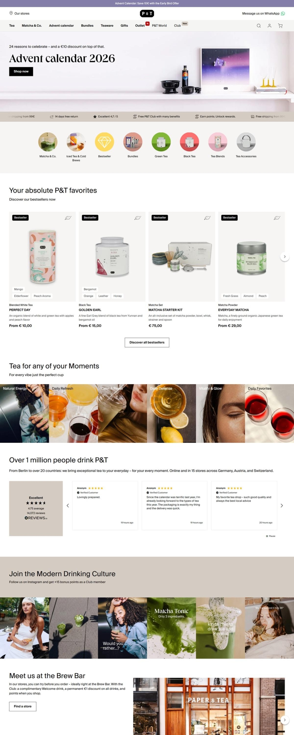 eCommerce website: P & T Paper and Tea