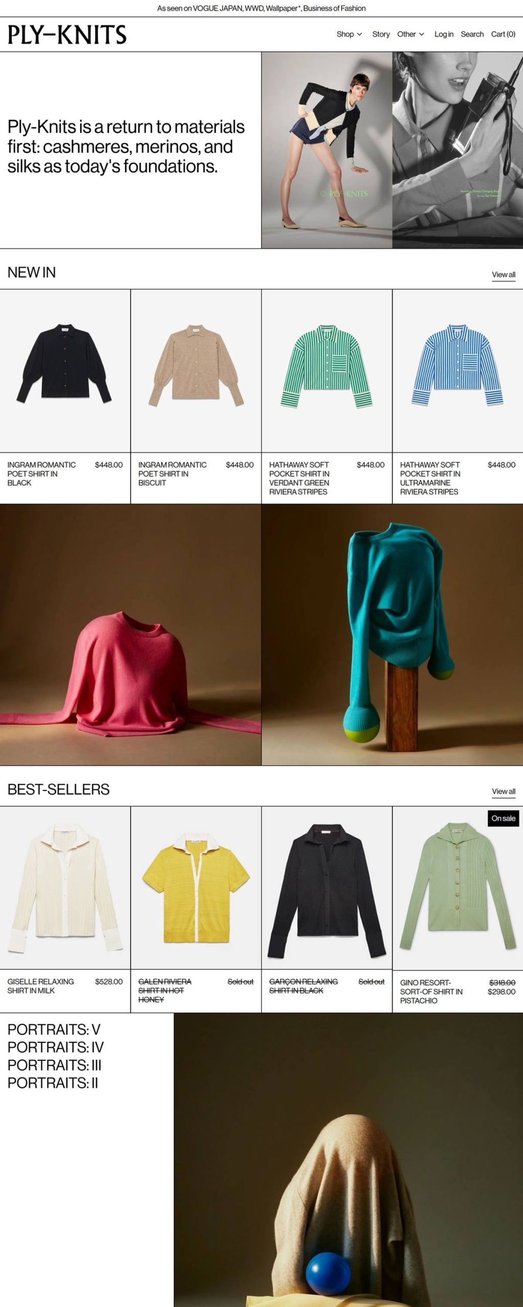 eCommerce website: Ply–Knits