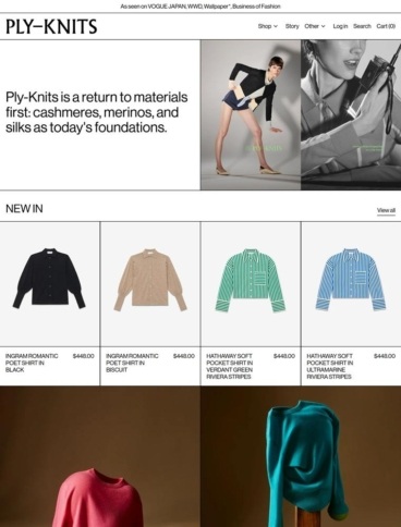 eCommerce website: Ply–Knits