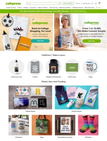 eCommerce website: CafePress