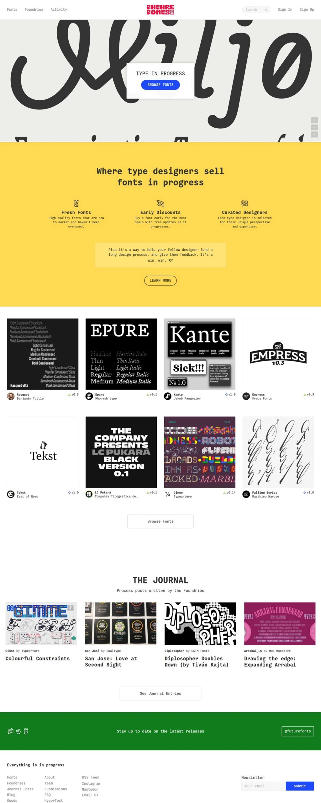 eCommerce website: Future Fonts
