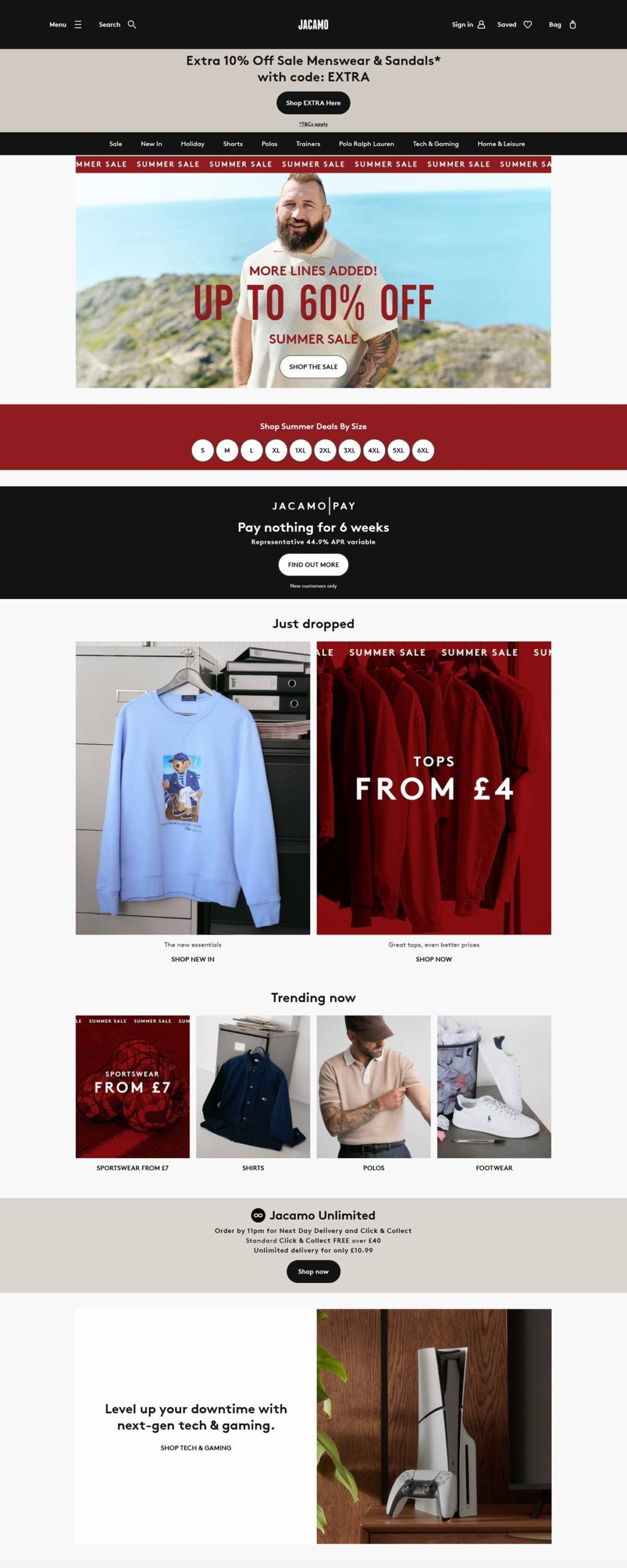 eCommerce website: Jacamo
