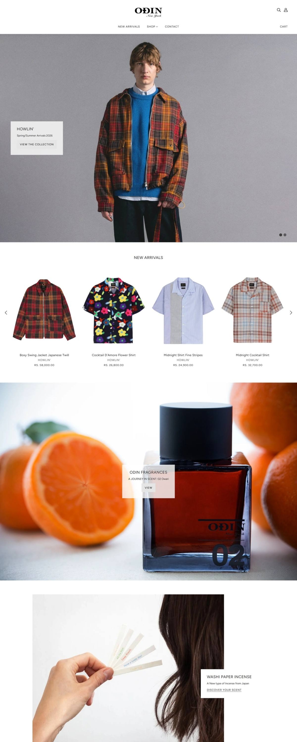 eCommerce website: Odin New York