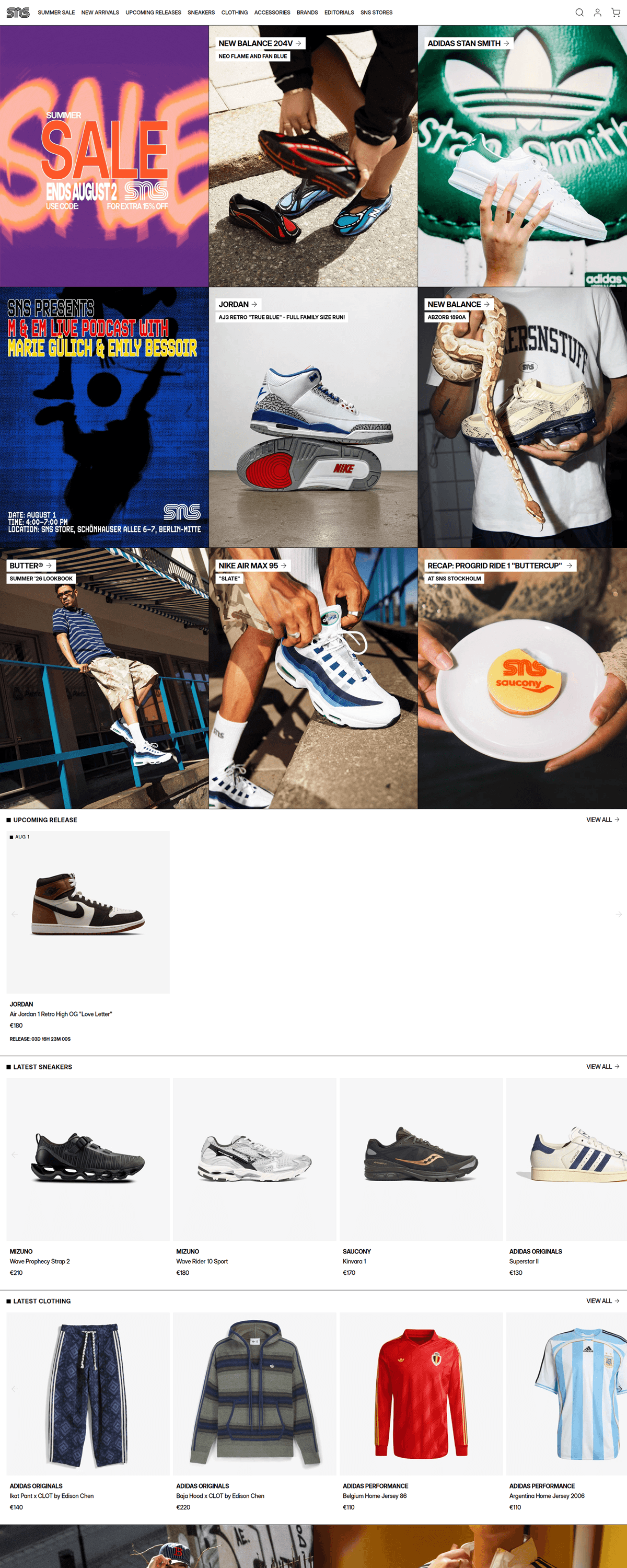 eCommerce website: Sneakersnstuff