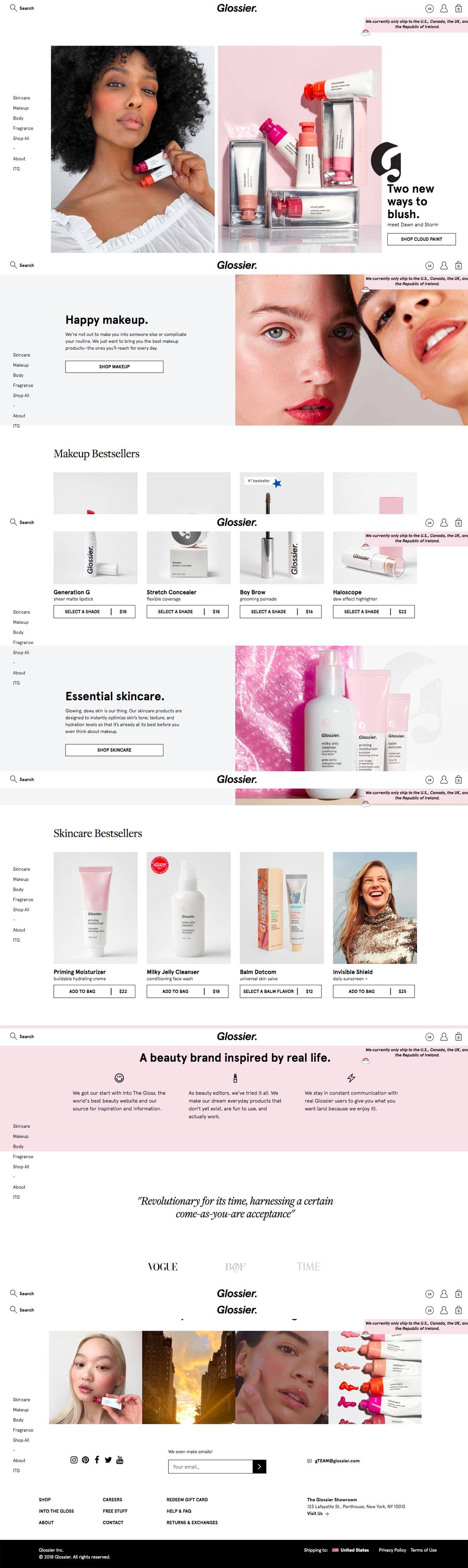 eCommerce website: Glossier