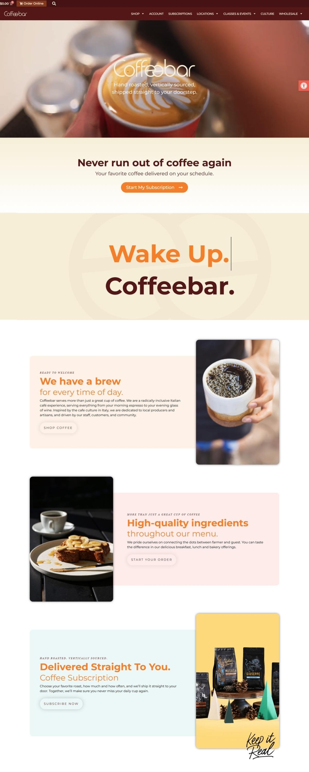 eCommerce website: Coffeebar Reno