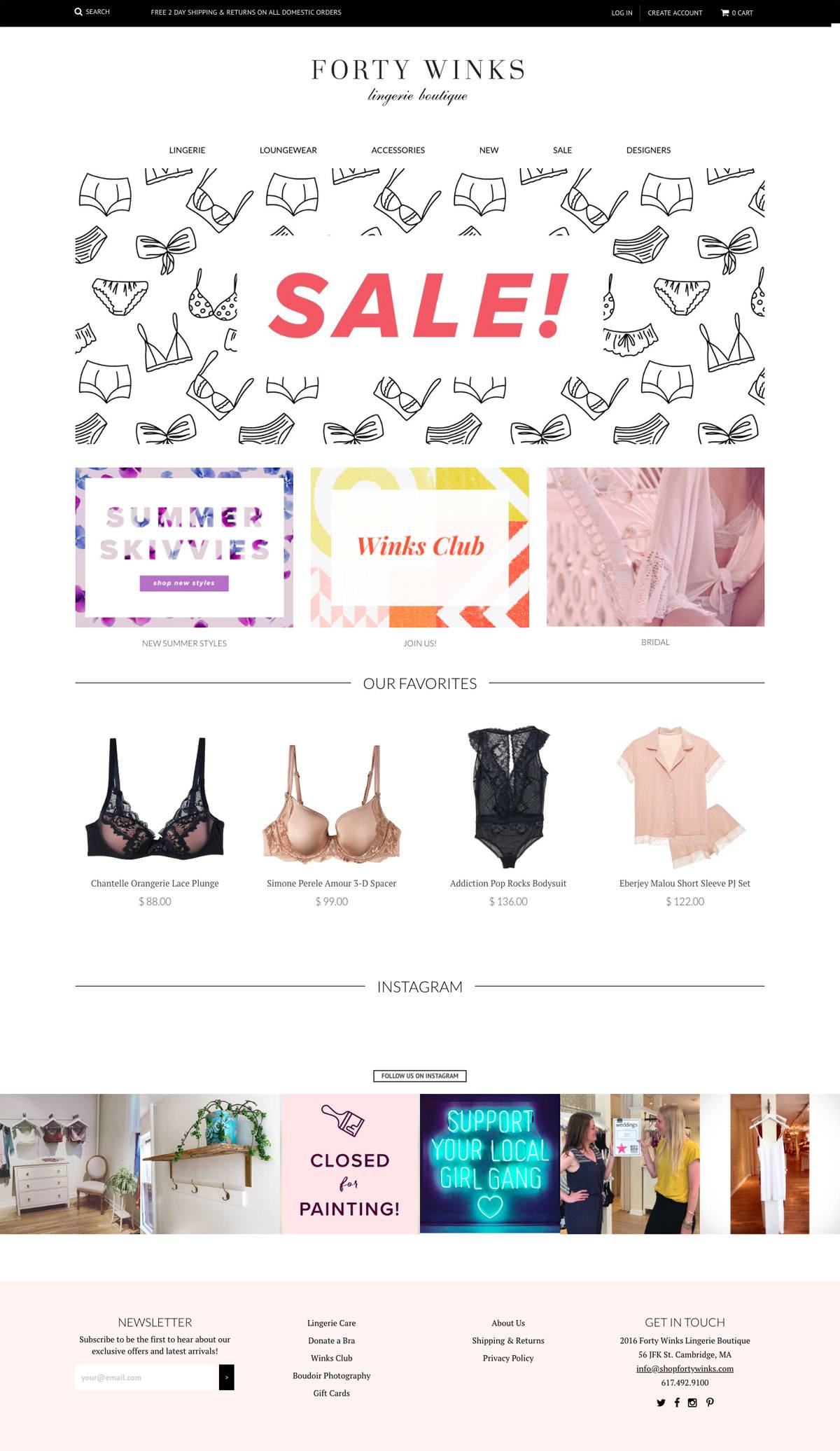 eCommerce website: Forty Winks Lingerie