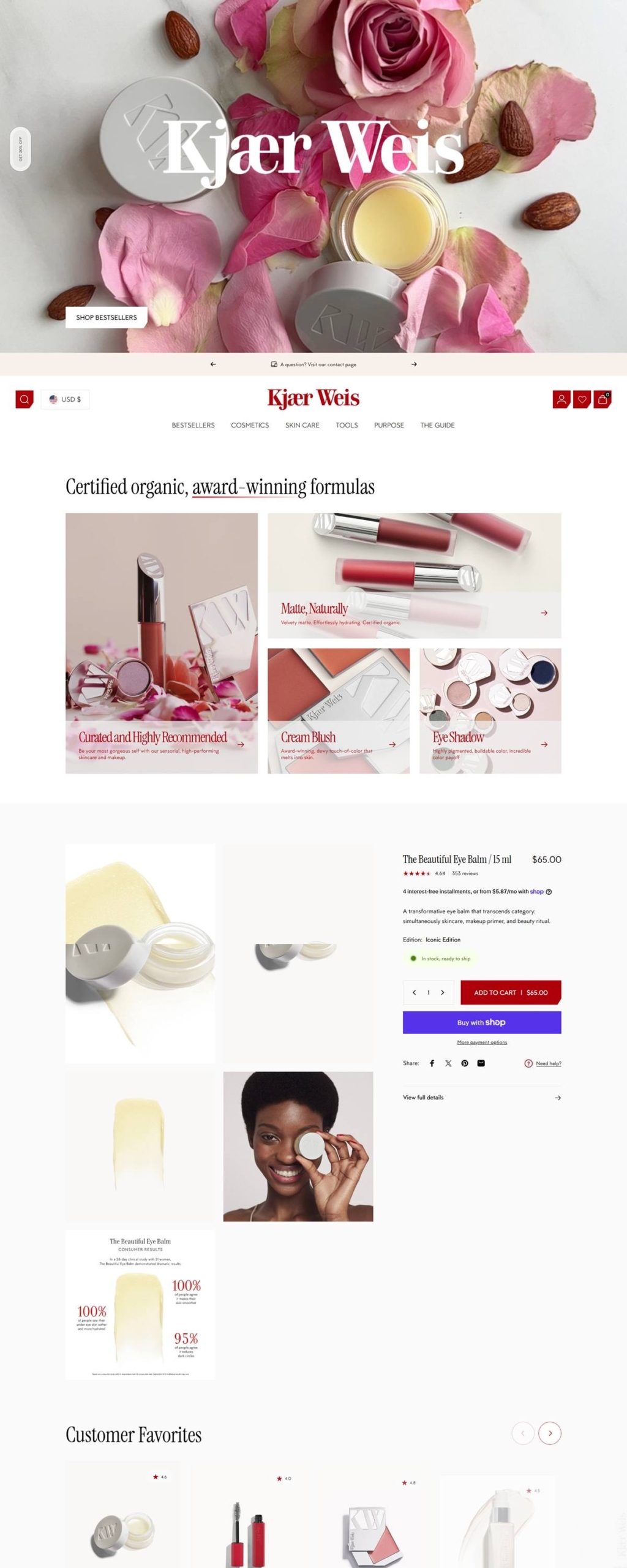 eCommerce website: Kjaer Weis