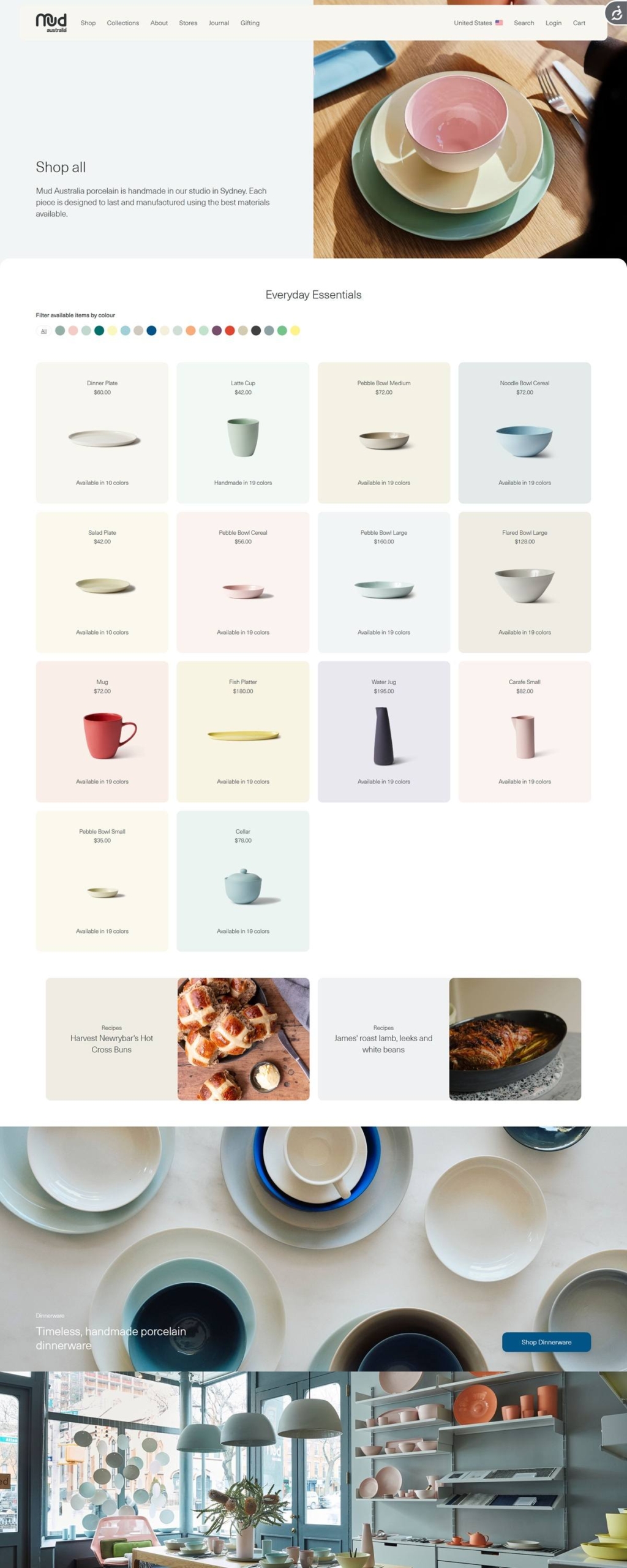 eCommerce website: Mud Australia