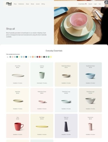 eCommerce website: Mud Australia