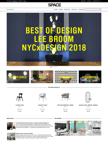 eCommerce website: Space Furniture