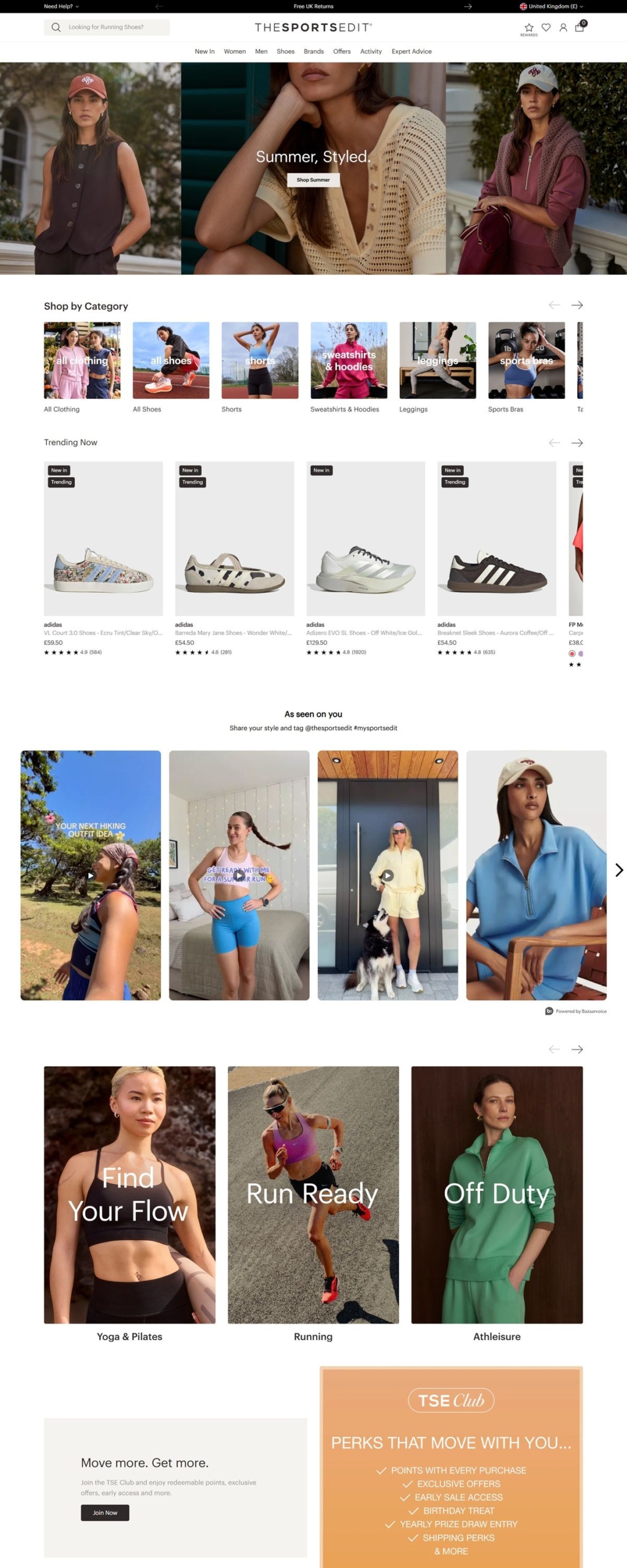 eCommerce website: The Sports Edit