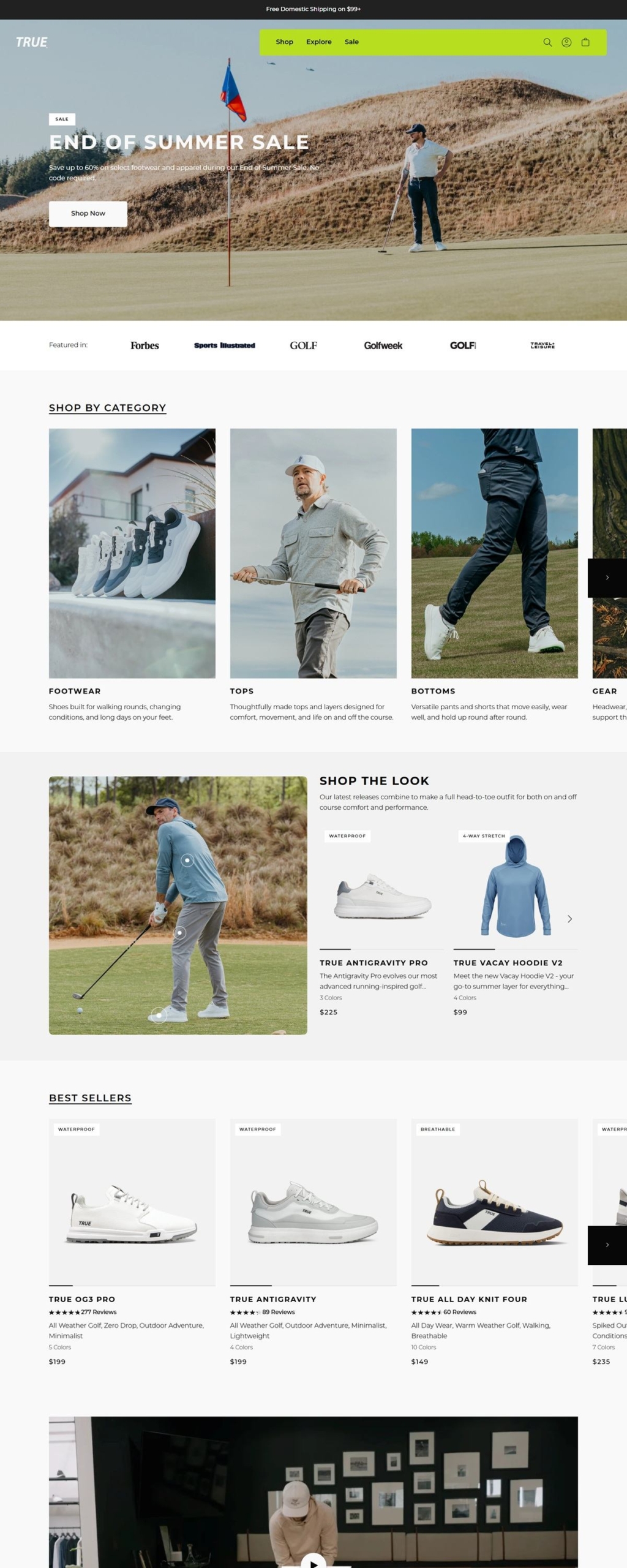 eCommerce website: TRUE linkswear