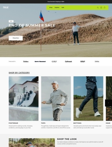 eCommerce website: TRUE linkswear