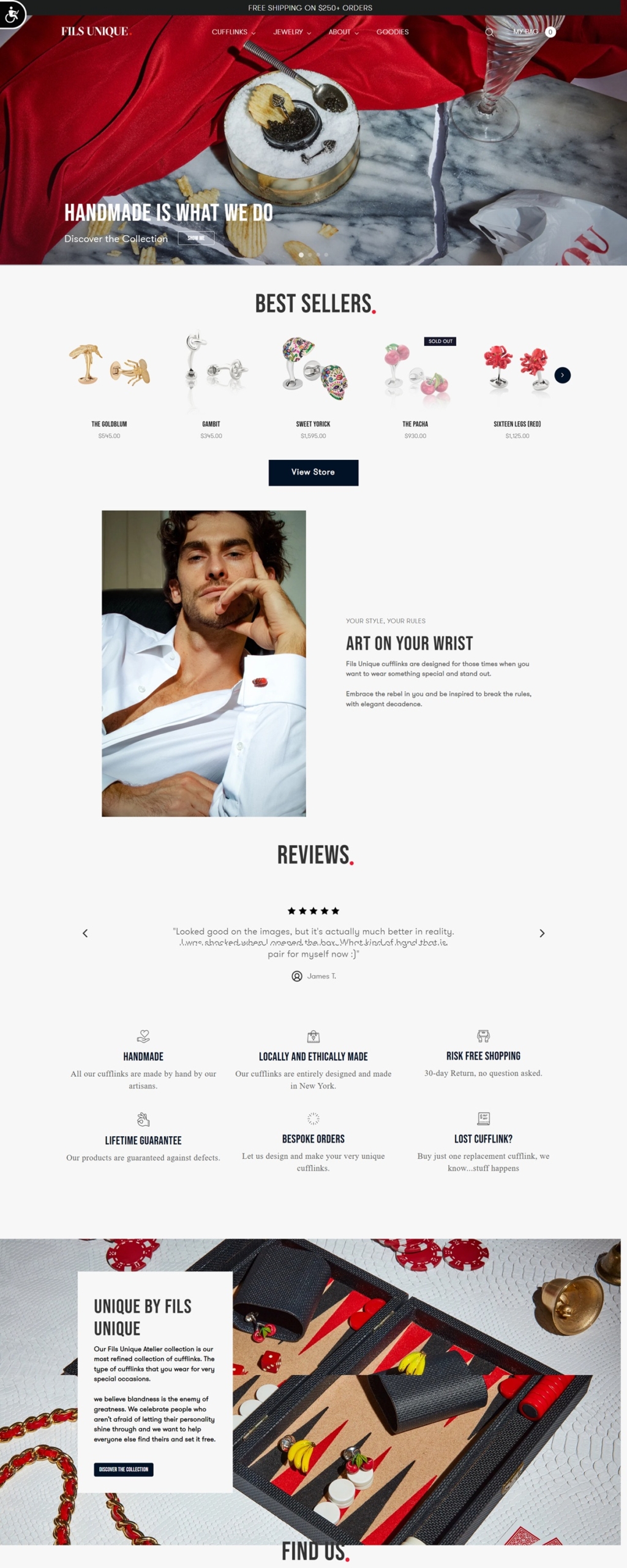 eCommerce website: Fils Unique
