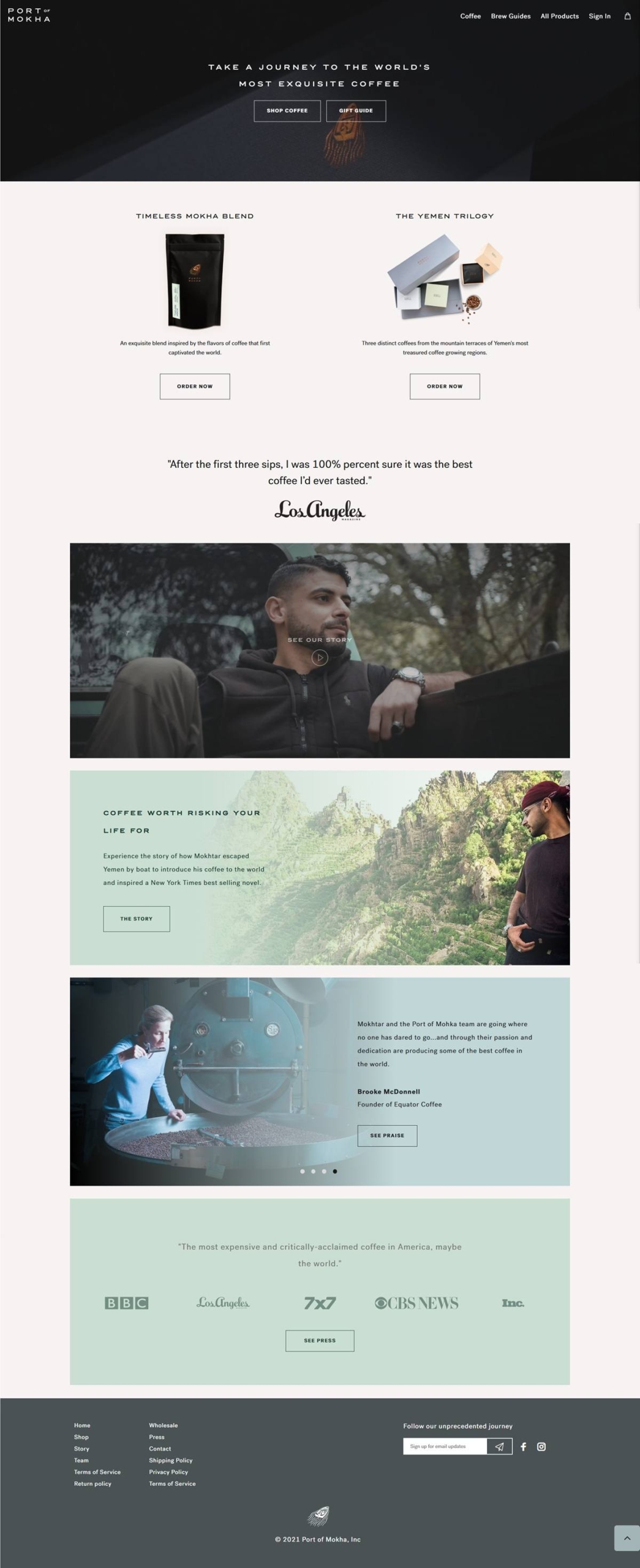 eCommerce website: Port of Mokha Coffee