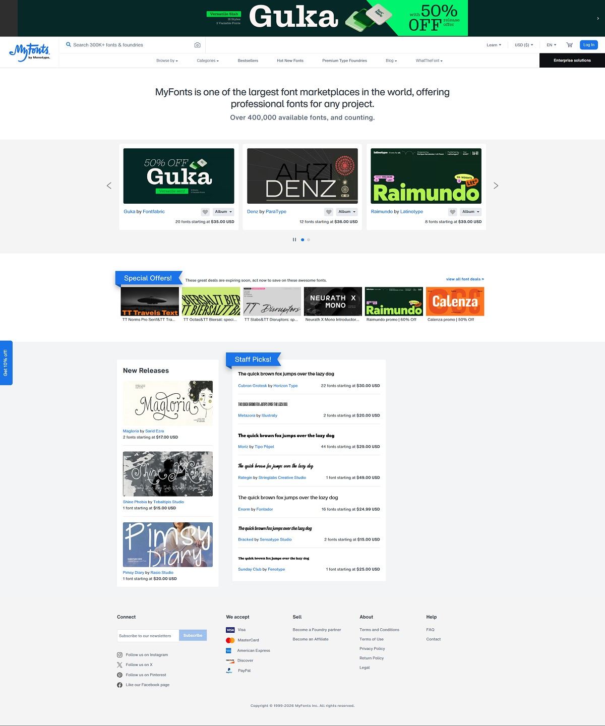 eCommerce website: MyFonts