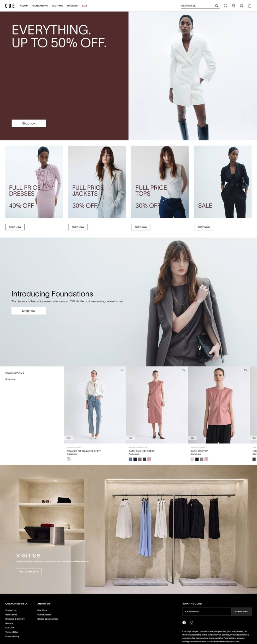 eCommerce website: Cue