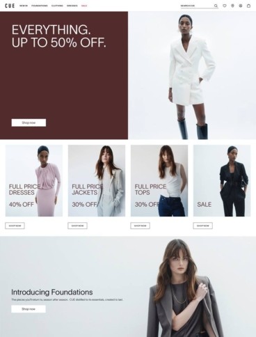 eCommerce website: Cue