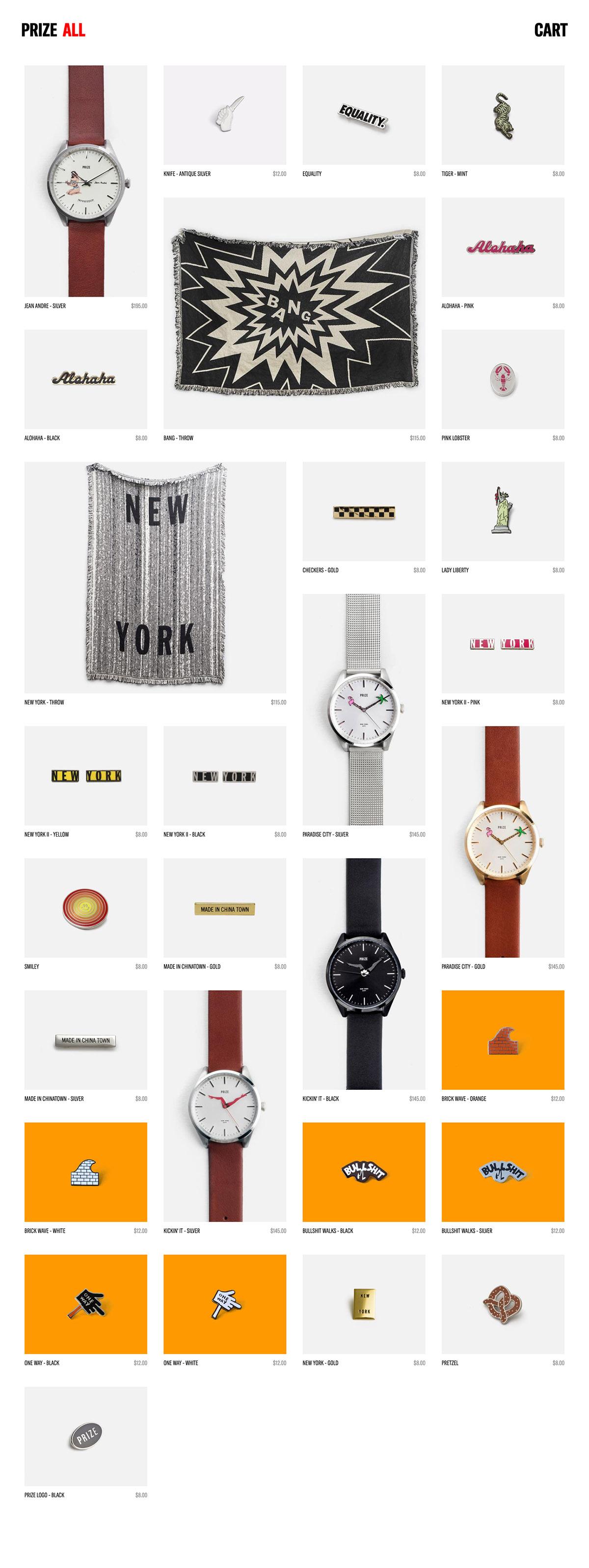 eCommerce website: Prize NYC