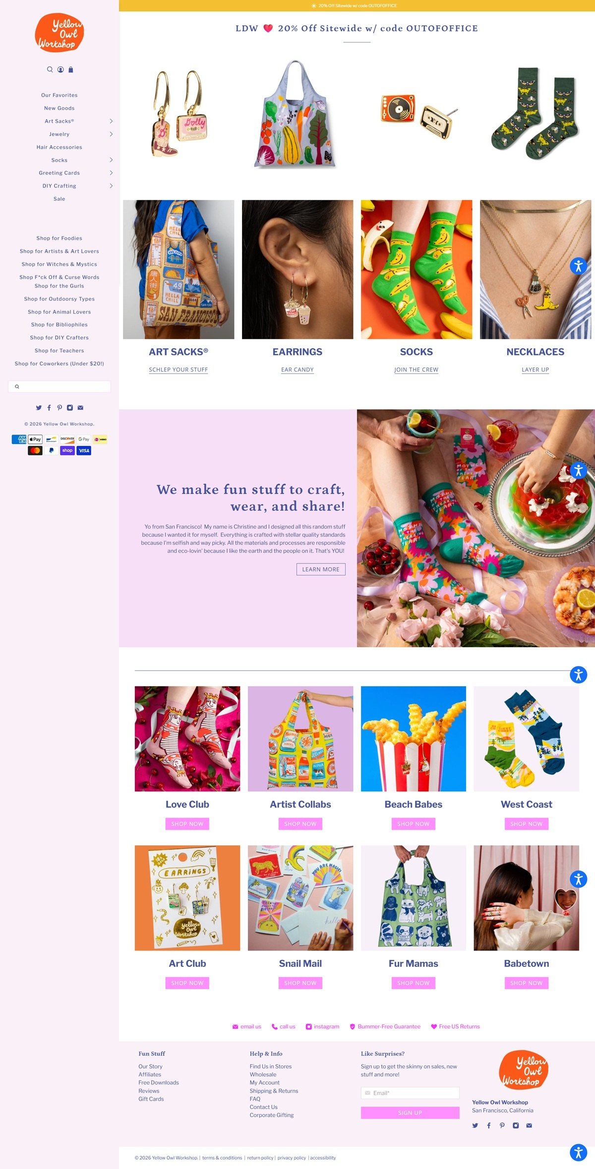eCommerce website: Yellow Owl Workshop