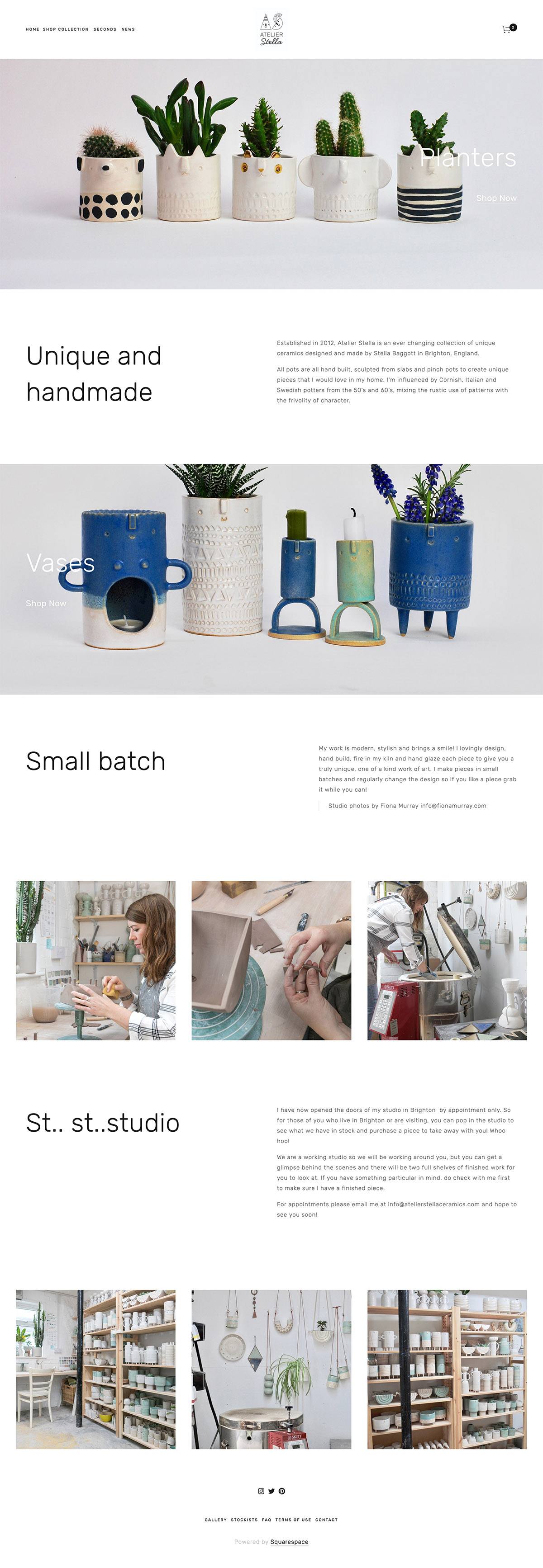 eCommerce website: Atelier Stella Ceramics