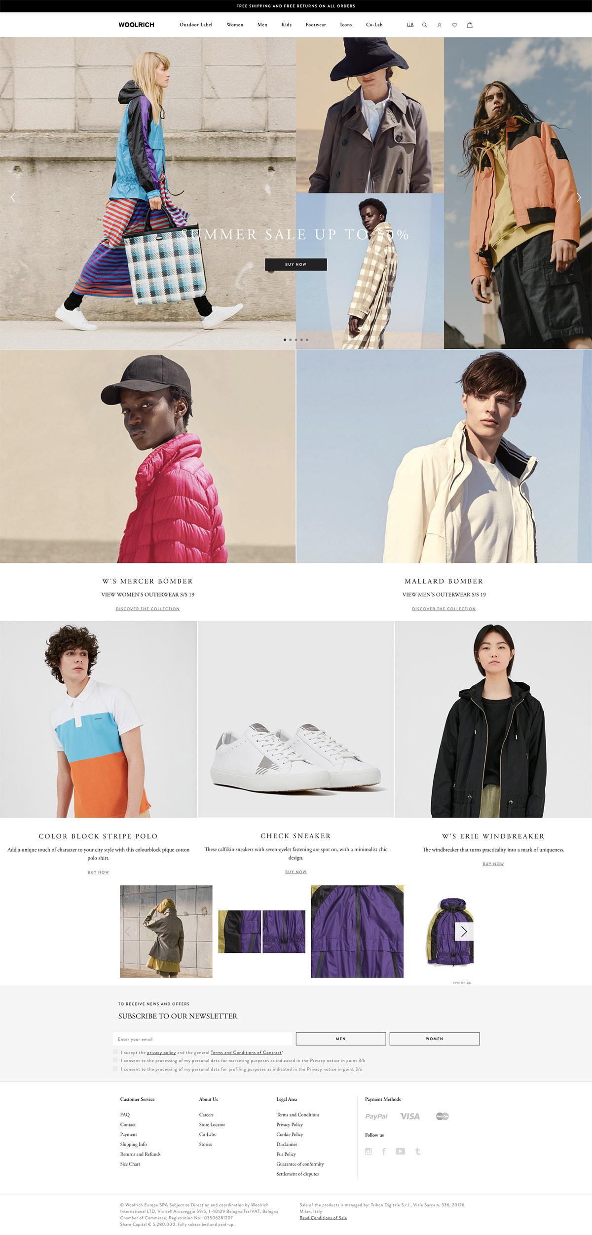 eCommerce website: Woolrich