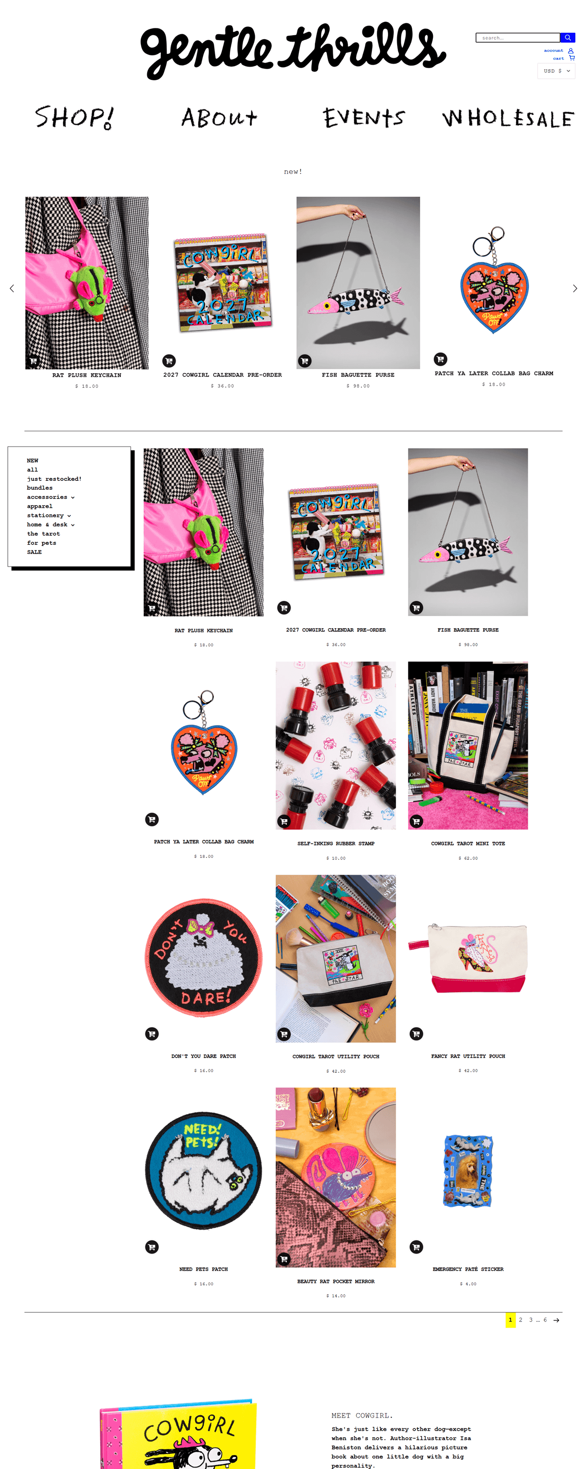 eCommerce website: gentle thrills