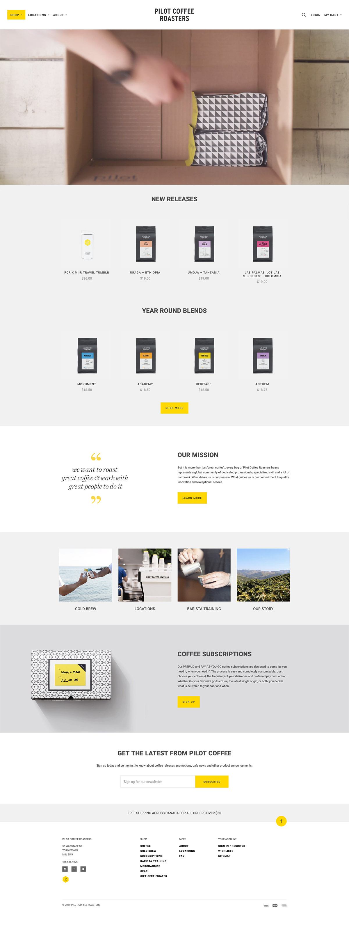 eCommerce website: Pilot Coffee