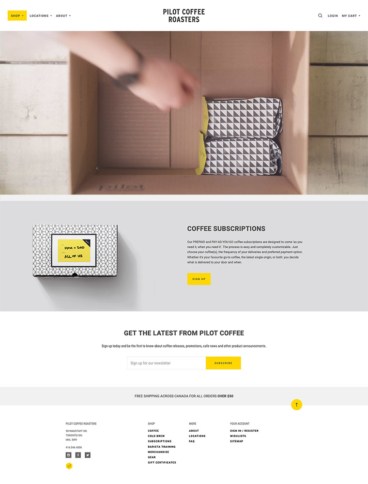 eCommerce website: Pilot Coffee