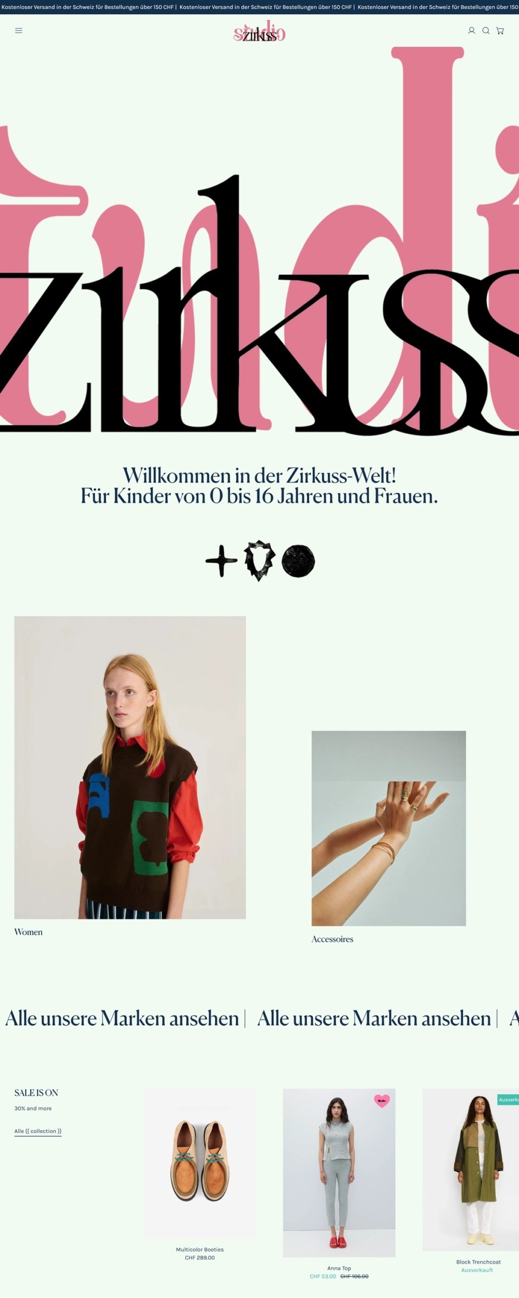eCommerce website: Zirkuss