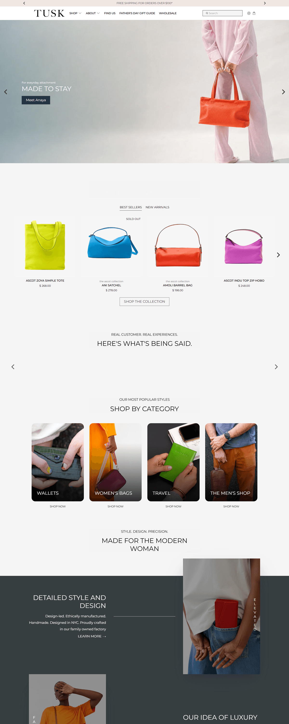 eCommerce website: Tusk