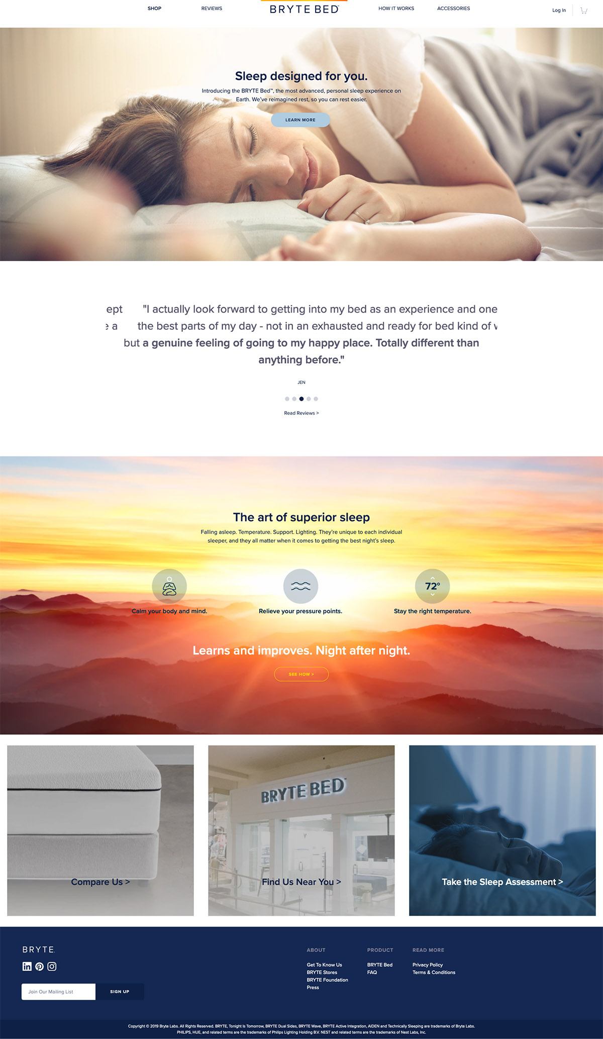 eCommerce website: Bryte Bed