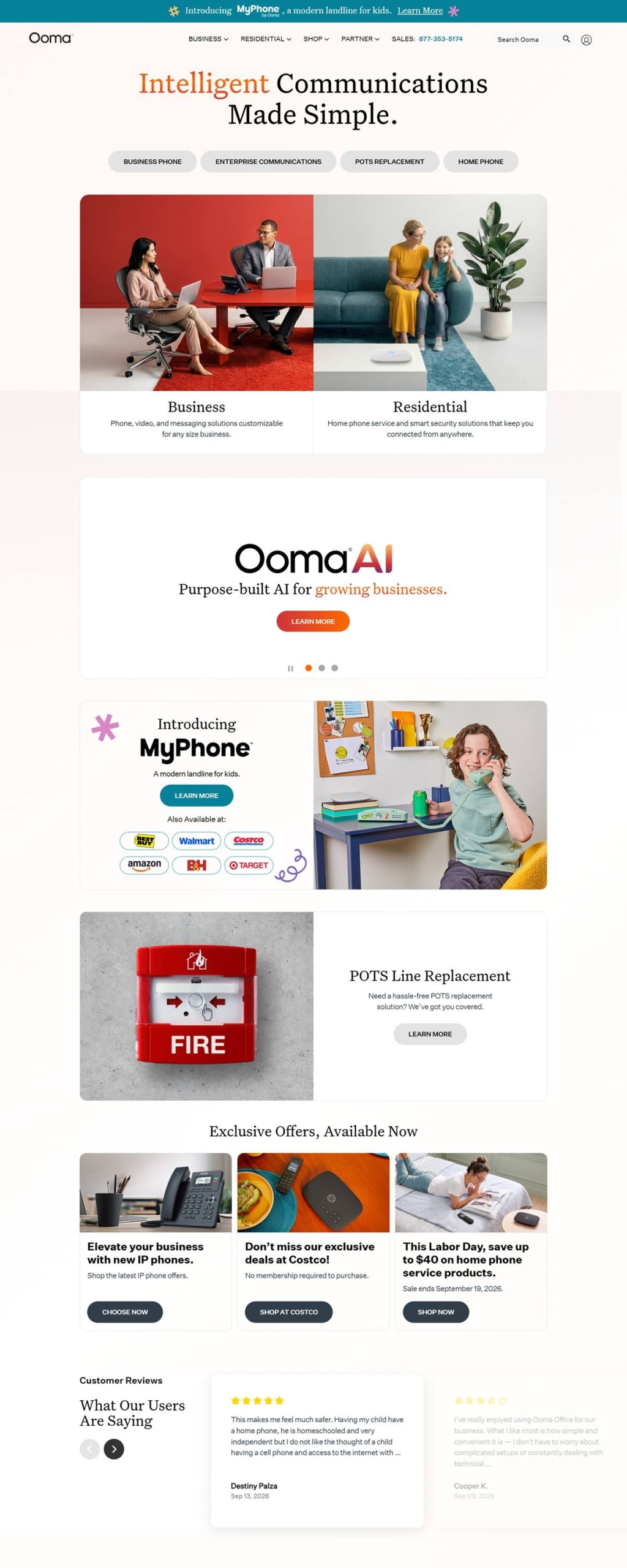 eCommerce website: Ooma, Inc.
