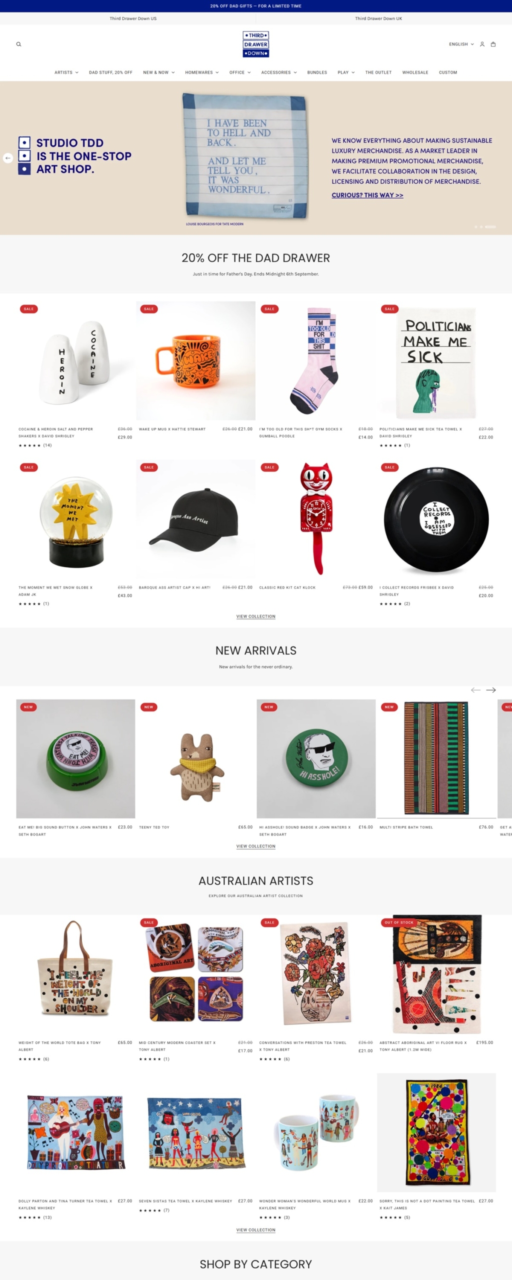 eCommerce website: Third Drawer Down
