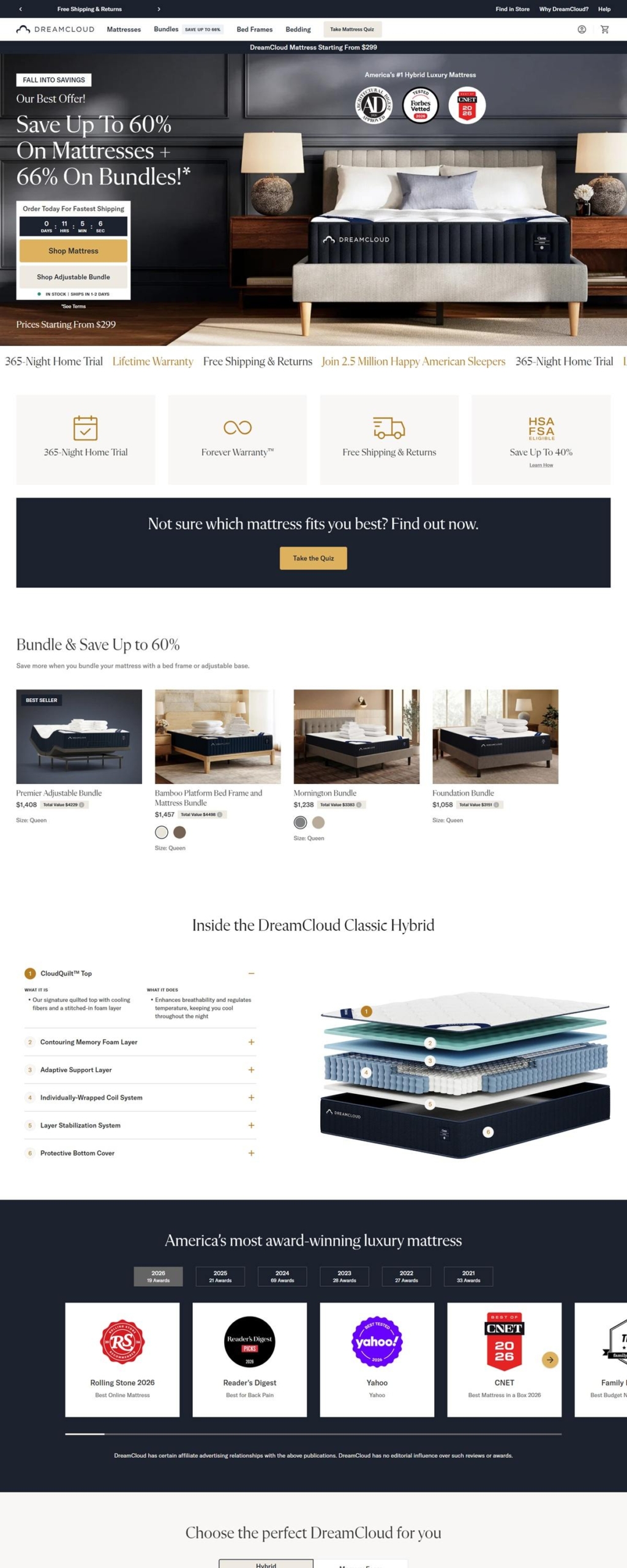 eCommerce website: DreamCloud