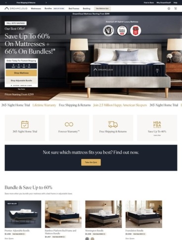eCommerce website: DreamCloud