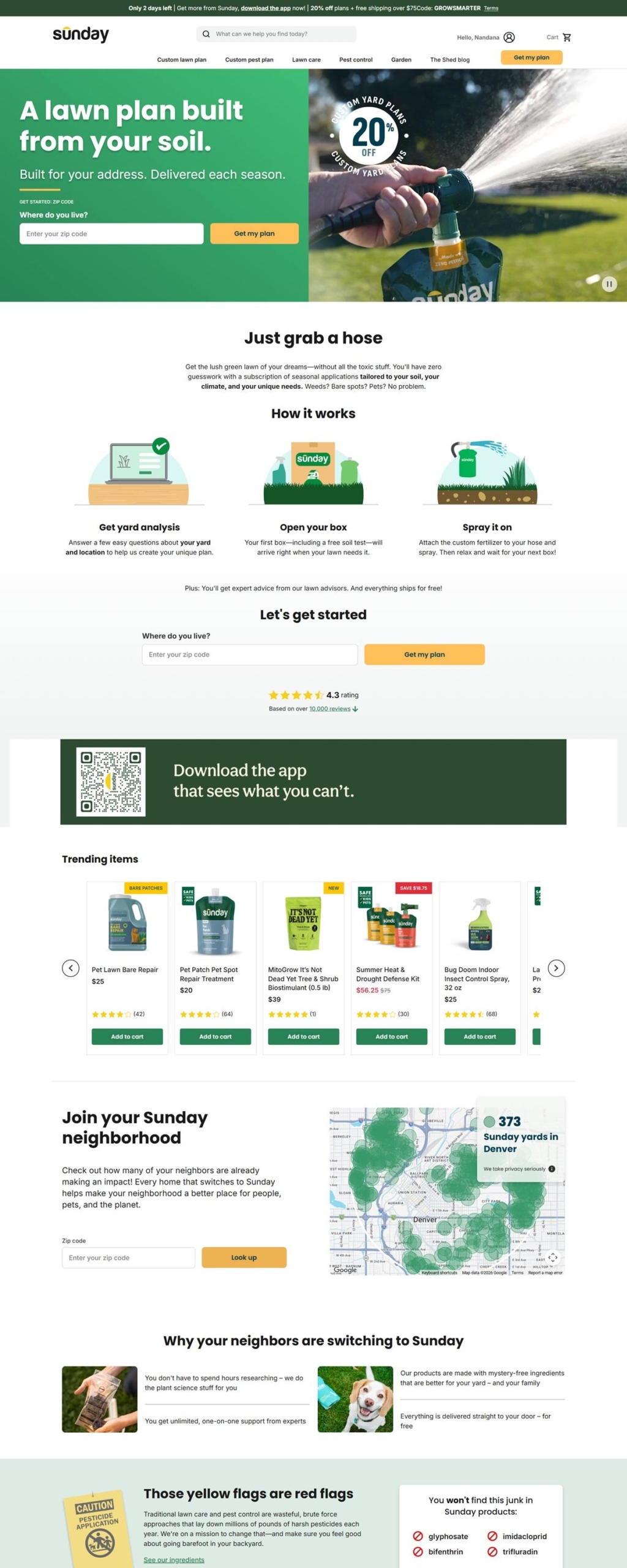 eCommerce website: Sunday