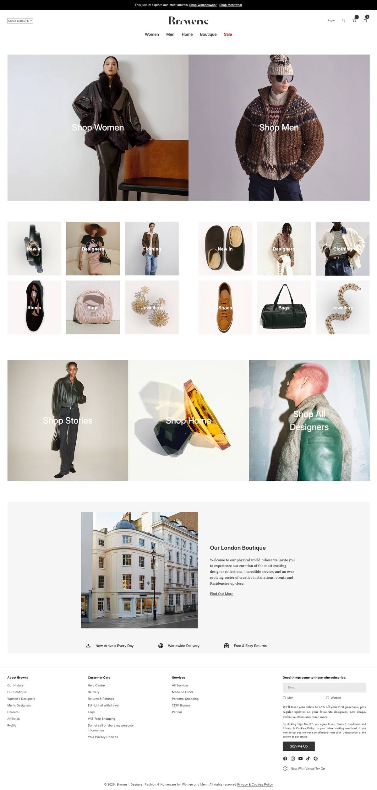 eCommerce website: Browns Fashion