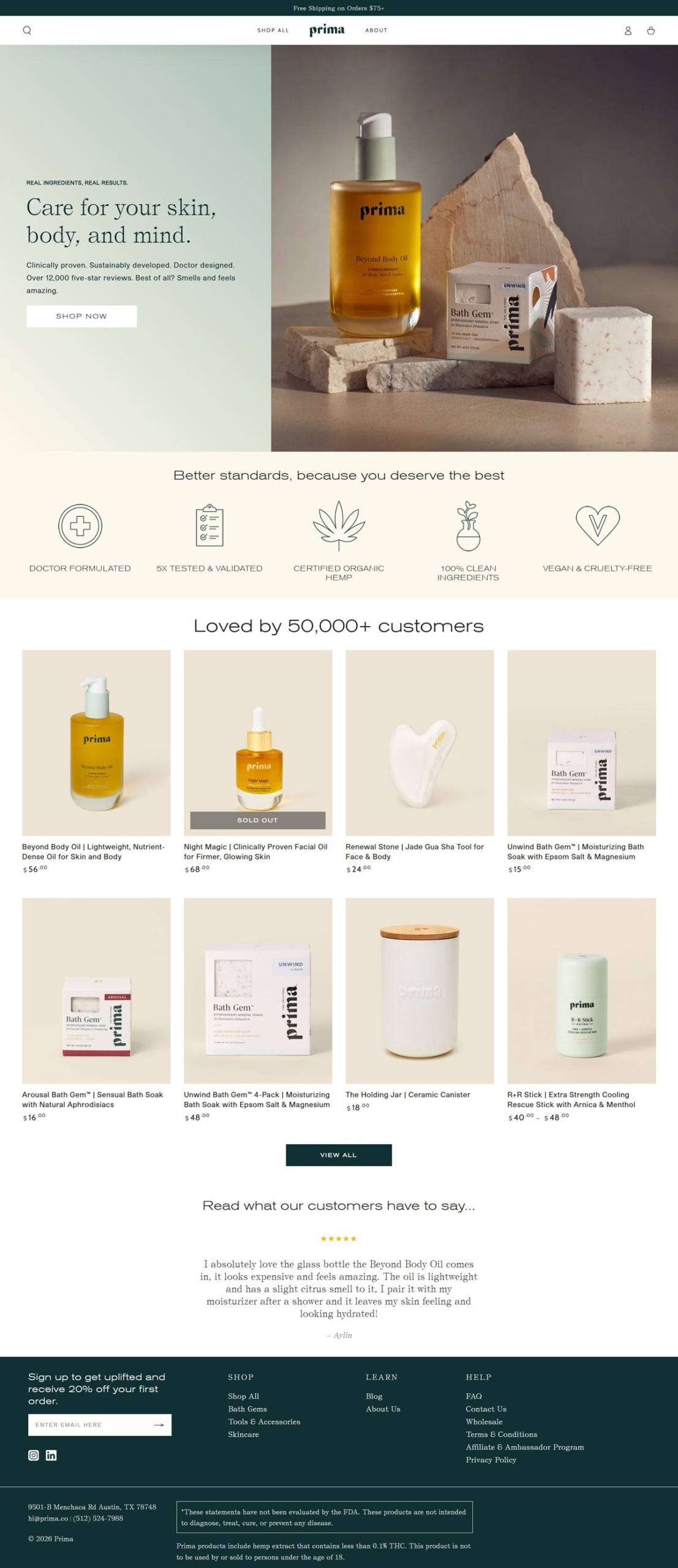eCommerce website: Prima