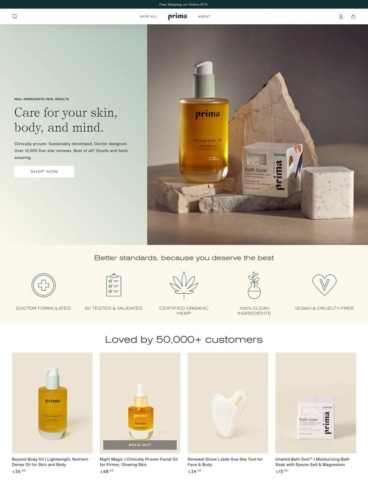 eCommerce website: Prima