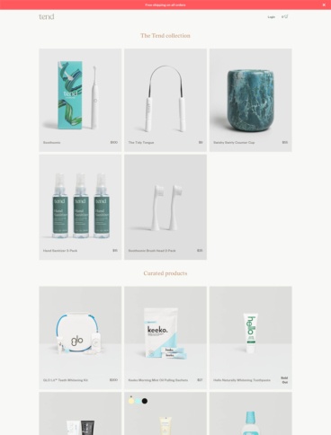 eCommerce website: Tend